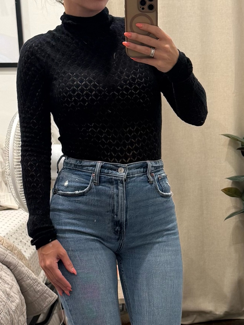 Abercrombie & Fitch Black Lace Long-Sleeve Bodysuit